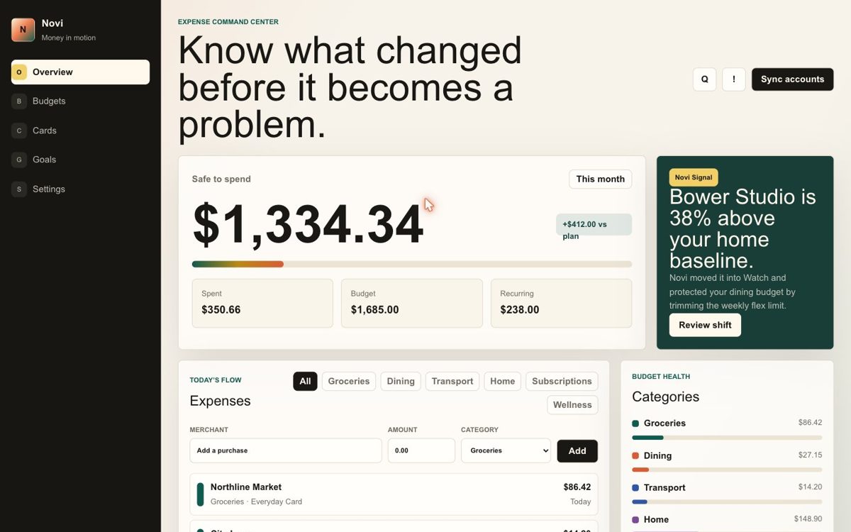 Novi — expense intelligence app