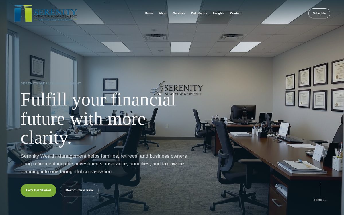 Serenity Wealth Management website